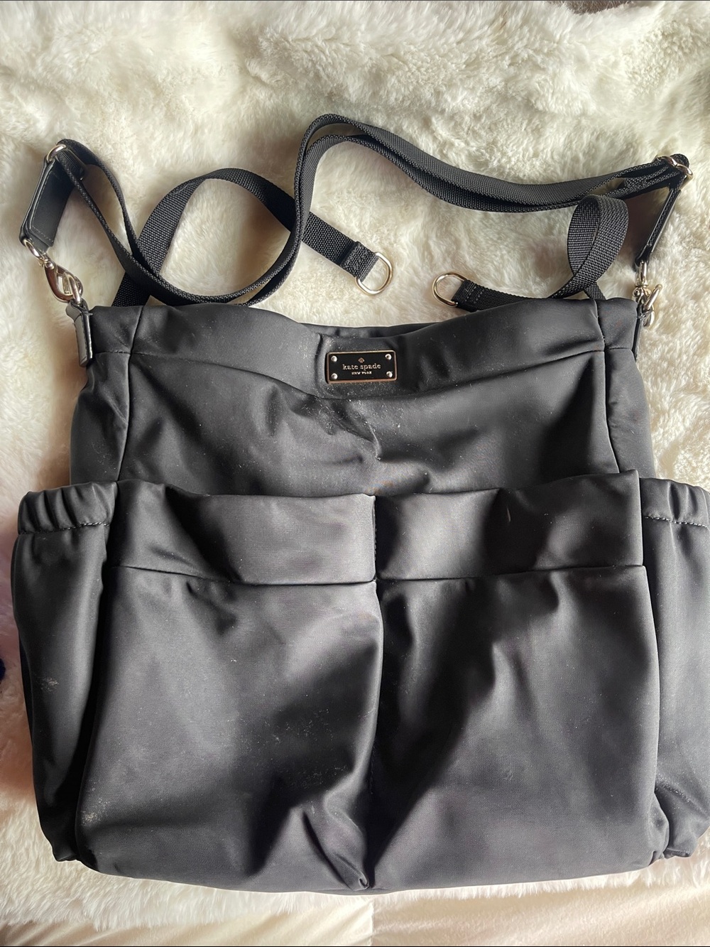 kate spade Black Nylon Crossbody Tote with Exterior Pockets